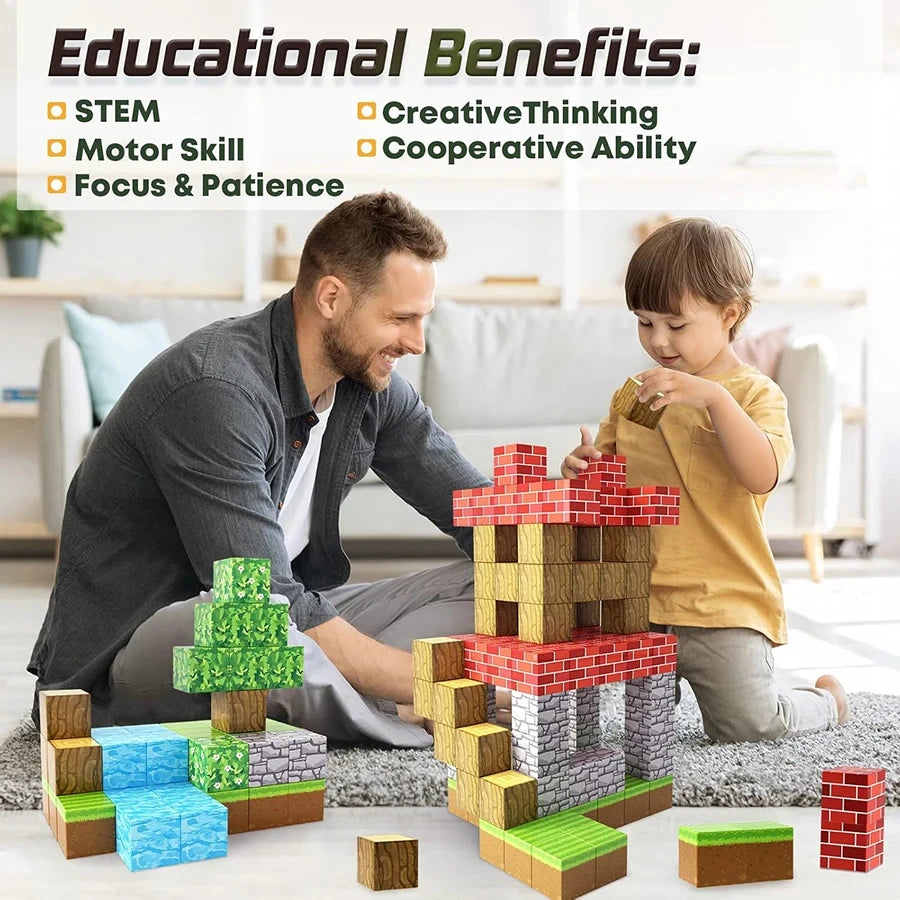 "100pcs Magnetic Building Blocks Set for Toddlers & Kids"
