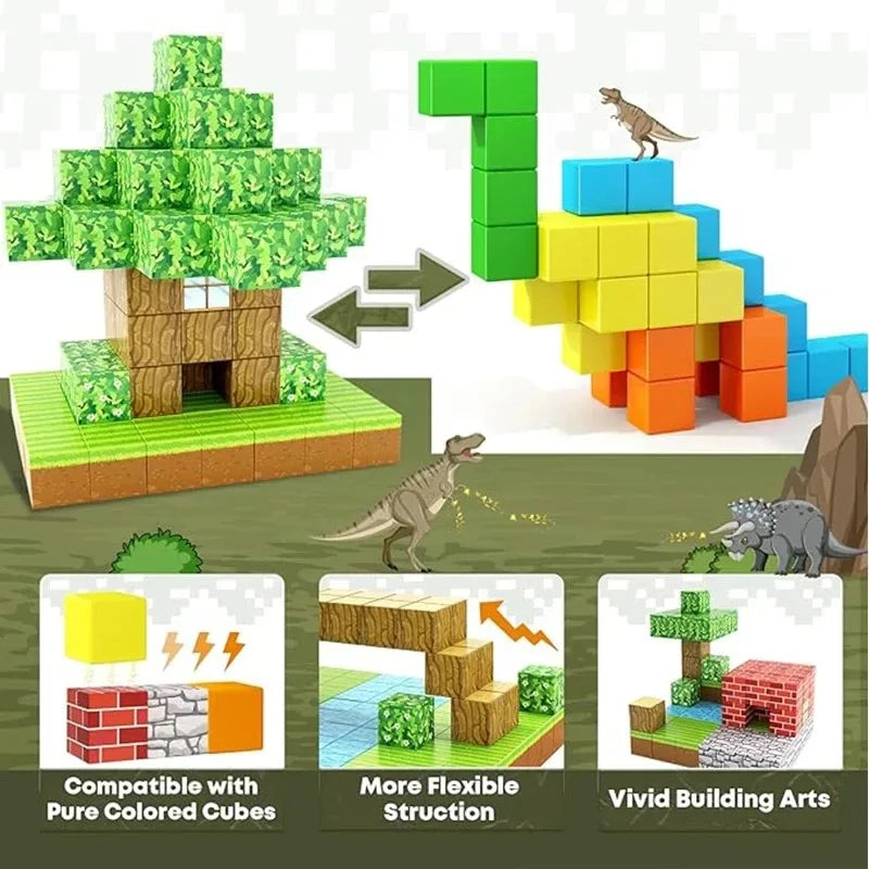 "100pcs Magnetic Building Blocks Set for Toddlers & Kids"