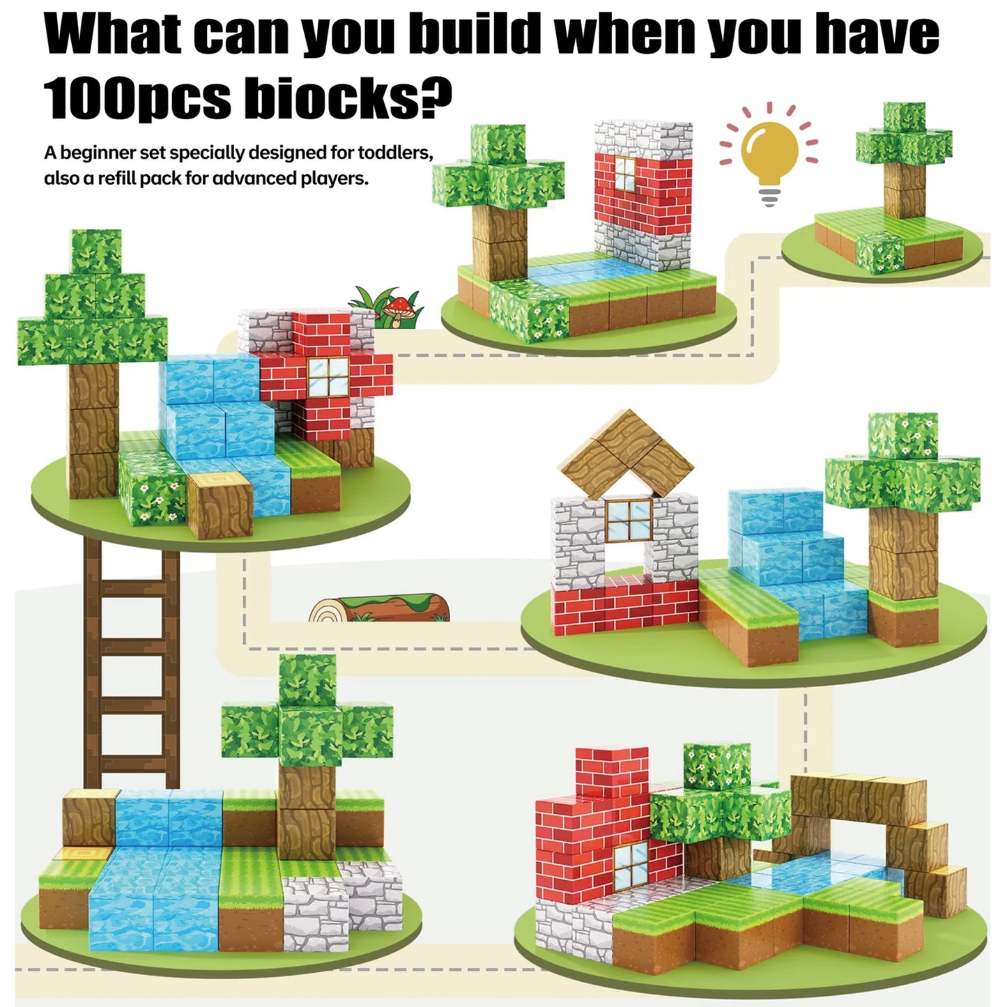 "100pcs Magnetic Building Blocks Set for Toddlers & Kids"