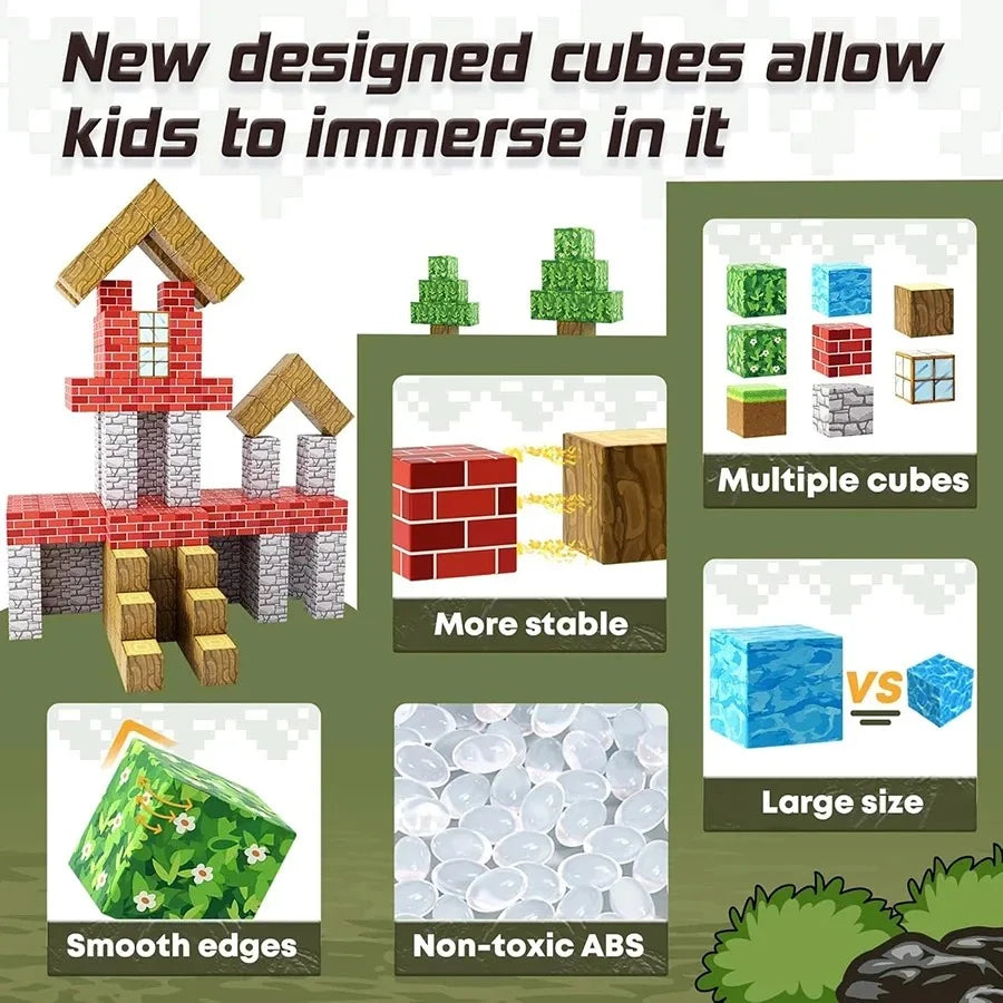"100pcs Magnetic Building Blocks Set for Toddlers & Kids"