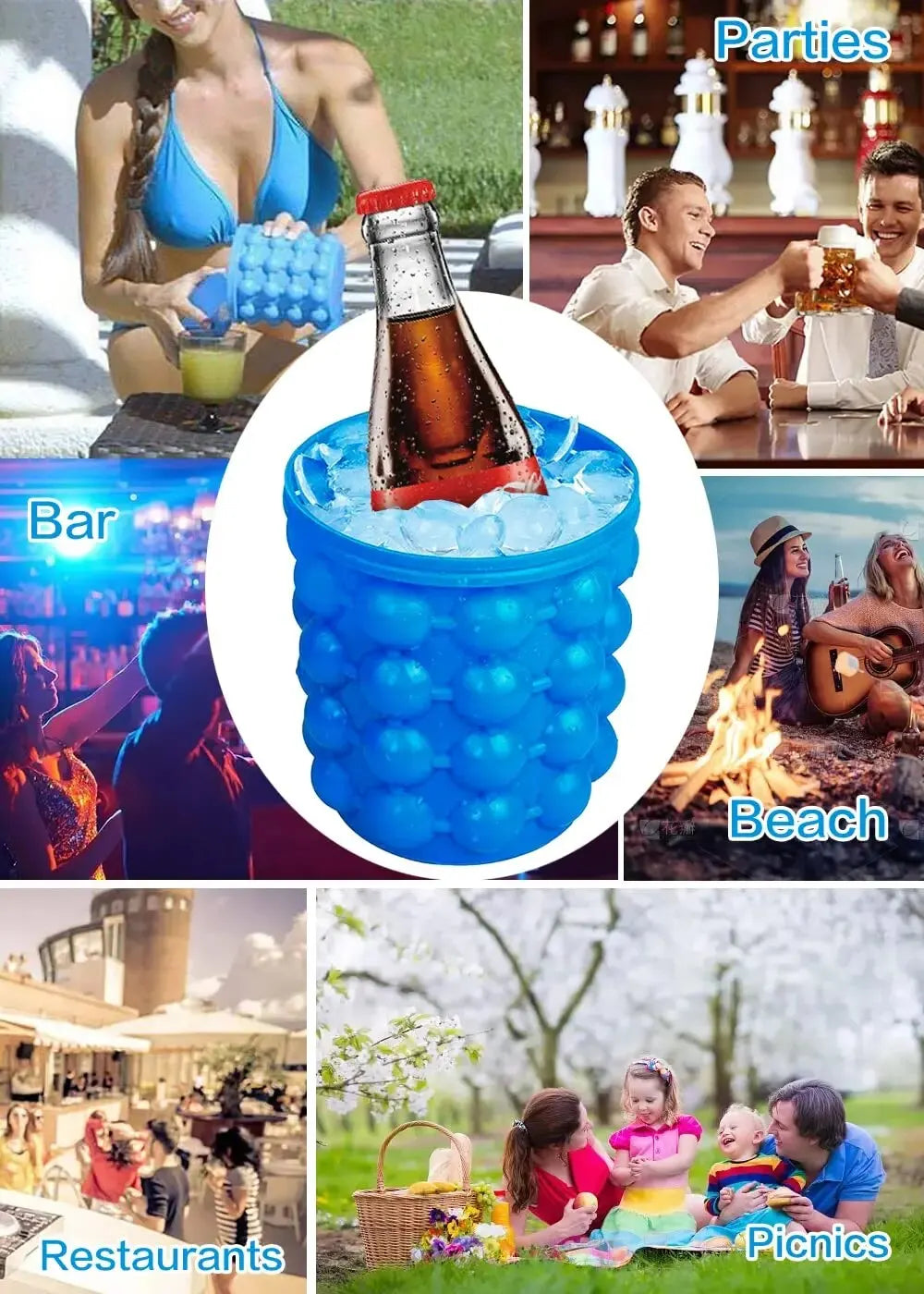 Portable Circular Ice Cube Mold & Storage Bucket – Summer Essential