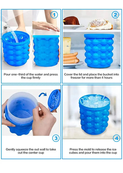 Portable Circular Ice Cube Mold & Storage Bucket – Summer Essential